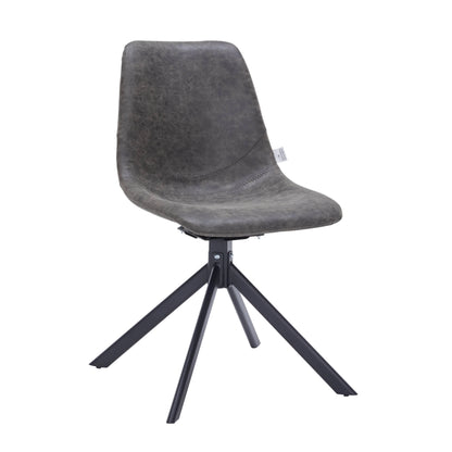 Markley Modern Leather Swival Dining Chair With Metal Legs - Elax Furniture