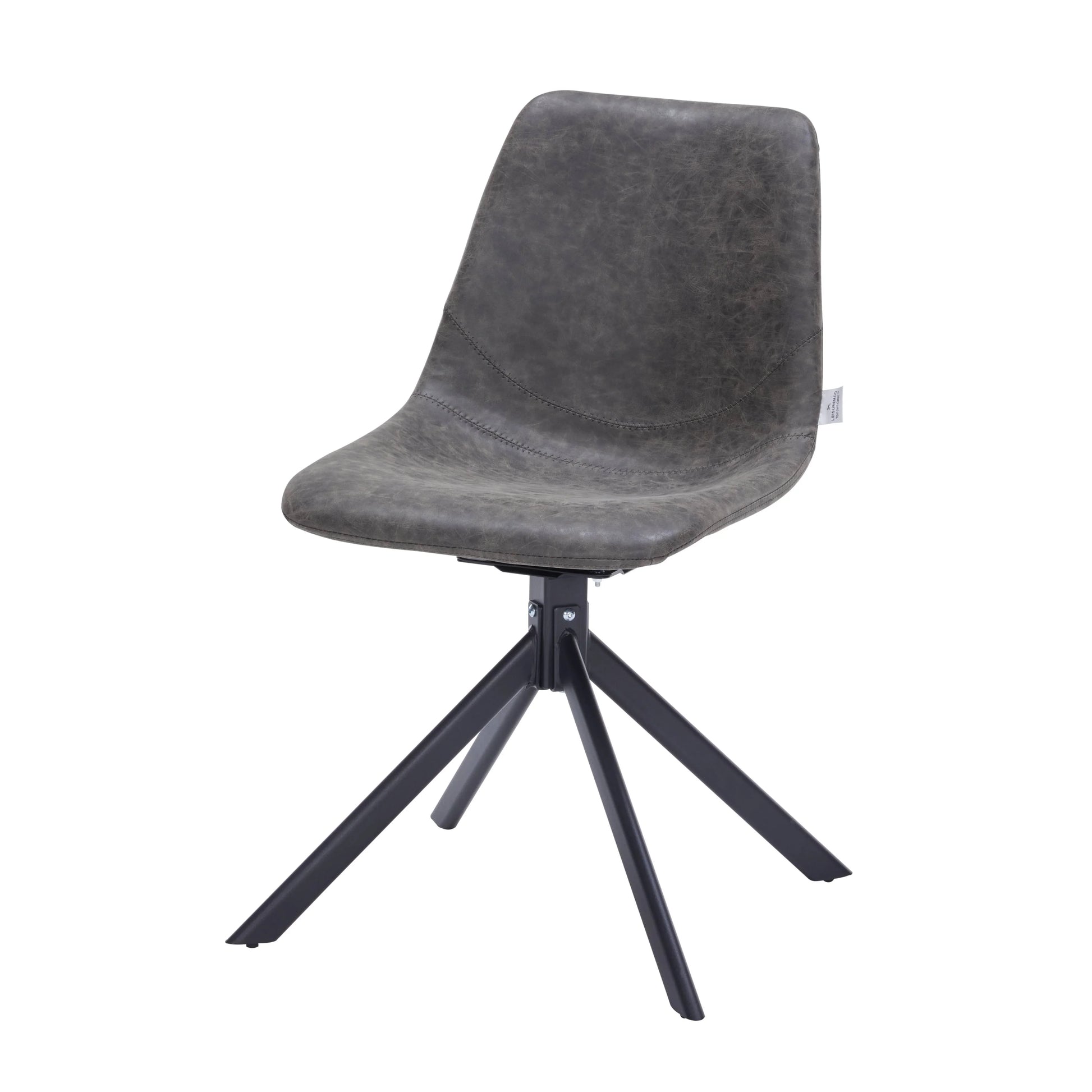 Markley Modern Leather Swival Dining Chair With Metal Legs - Elax Furniture
