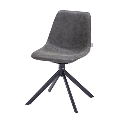 Markley Modern Leather Swival Dining Chair With Metal Legs - Elax Furniture