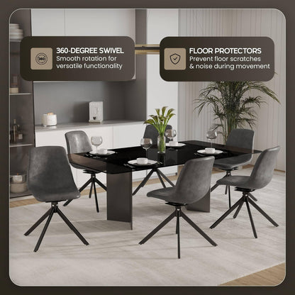 Markley Modern Leather Swival Dining Chair With Metal Legs - Elax Furniture