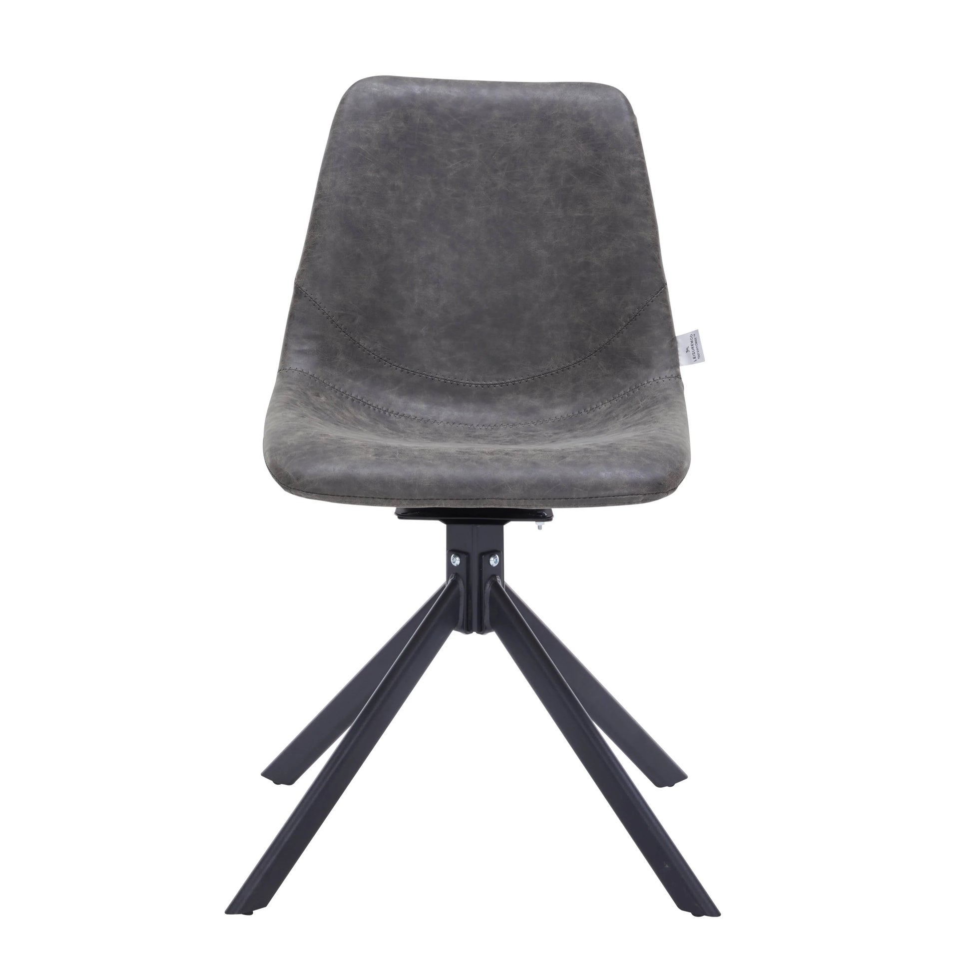 Markley Modern Leather Swival Dining Chair With Metal Legs - Elax Furniture