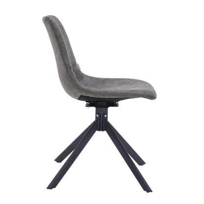 Markley Modern Leather Swival Dining Chair With Metal Legs - Elax Furniture