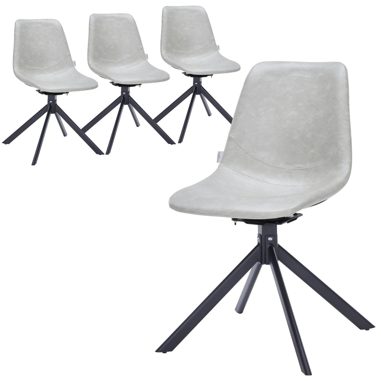 Markley Swivel Leather Dining Side Chair with Durable Iron Legs Set of 4 - Elax Furniture