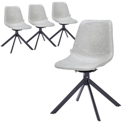 Markley Swivel Leather Dining Side Chair with Durable Iron Legs Set of 4 - Elax Furniture