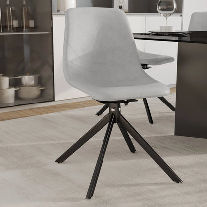 Markley Modern Leather Swival Dining Chair With Metal Legs - Elax Furniture