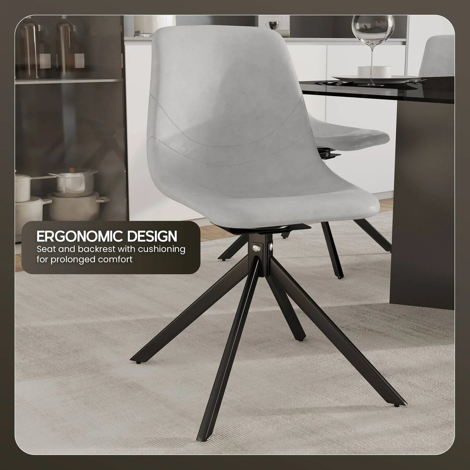 Markley Modern Leather Swival Dining Chair With Metal Legs - Elax Furniture