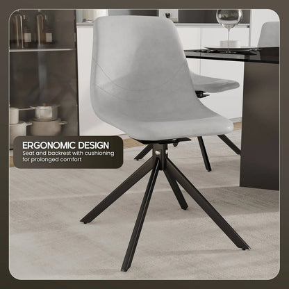 Markley Modern Leather Swival Dining Chair With Metal Legs - Elax Furniture