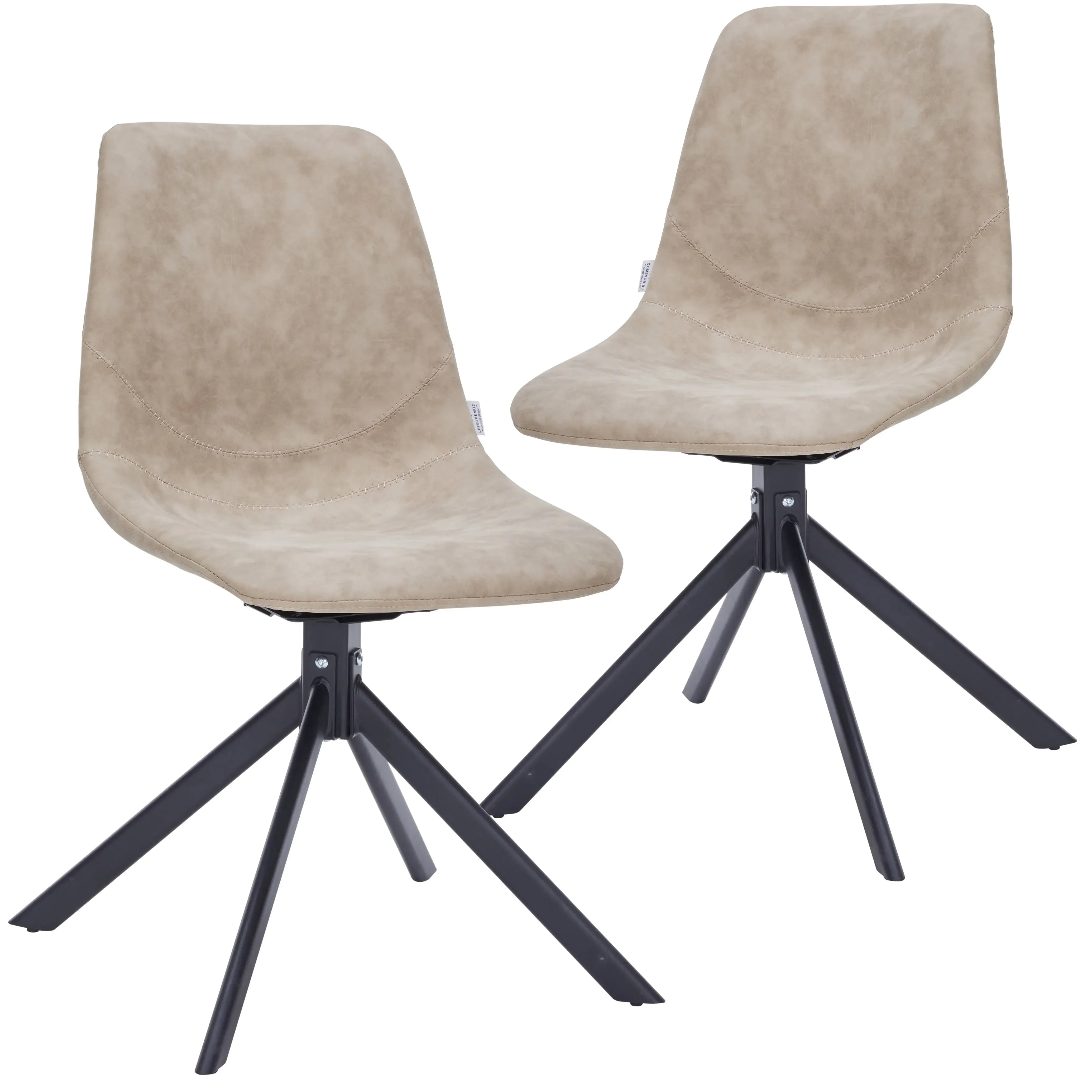 Markley Swivel Leather Dining Side Chair with Durable Iron Legs Set of 2 - Elax Furniture