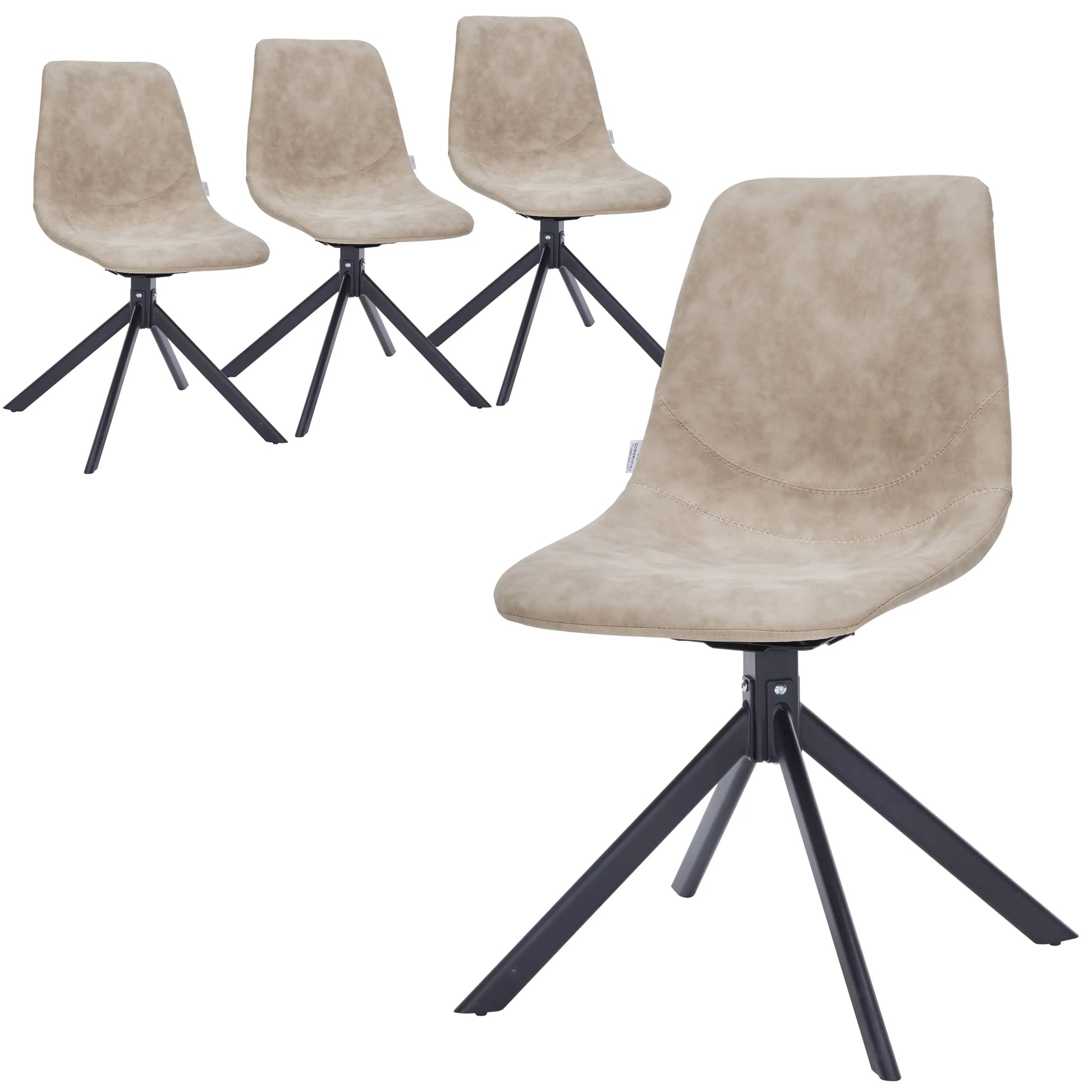 Markley Swivel Leather Dining Side Chair with Durable Iron Legs Set of 4 - Elax Furniture