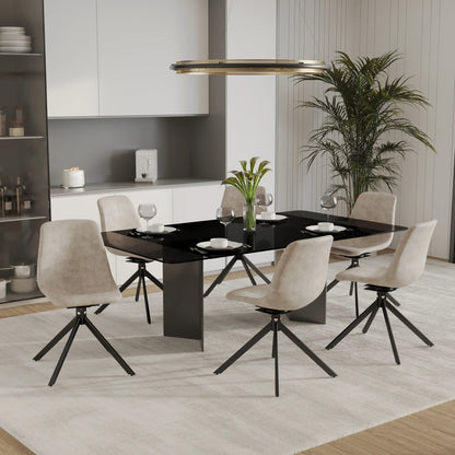 Markley Swivel Leather Dining Side Chair with Durable Iron Legs Set of 4 - Elax Furniture