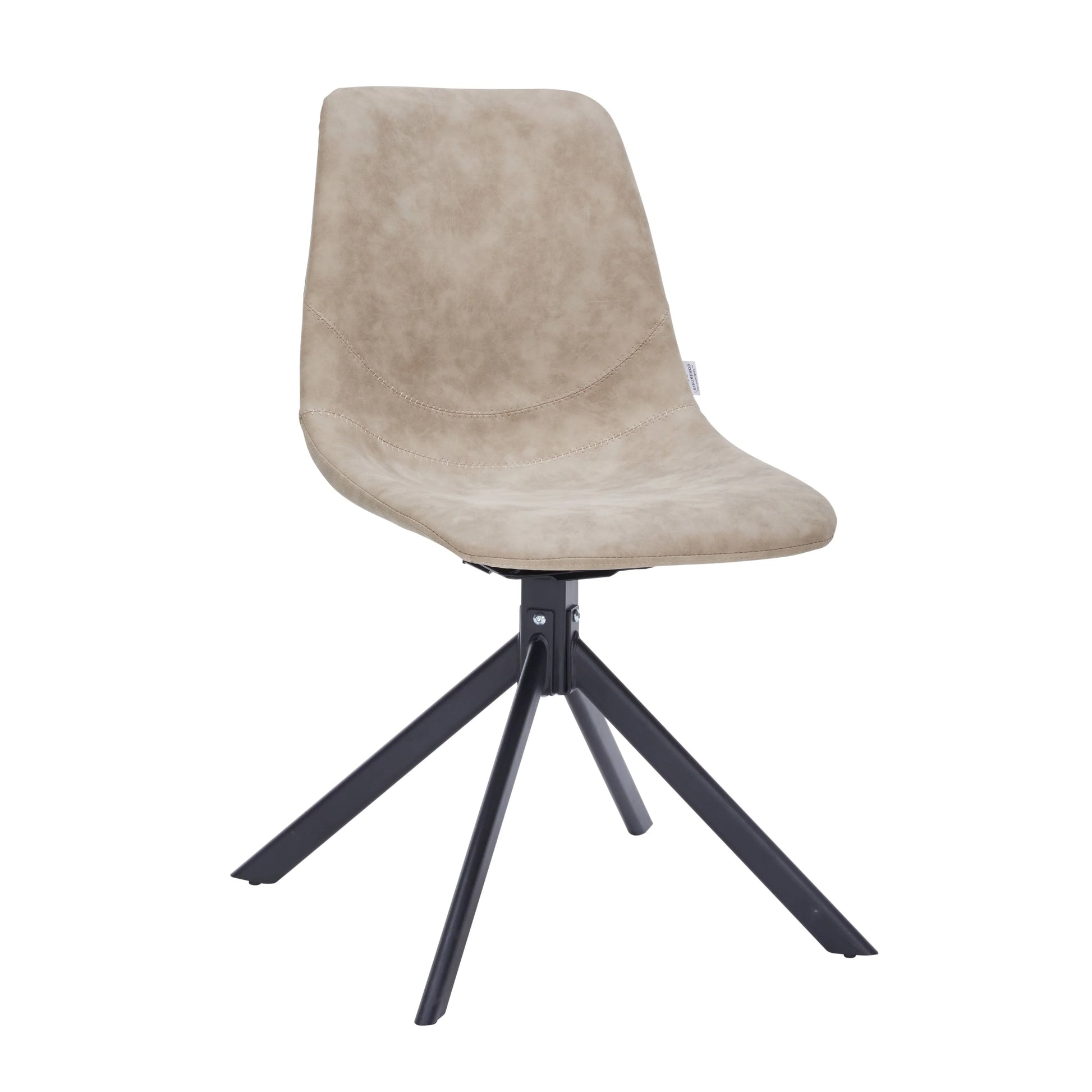 Markley Modern Leather Swival Dining Chair With Metal Legs - Elax Furniture