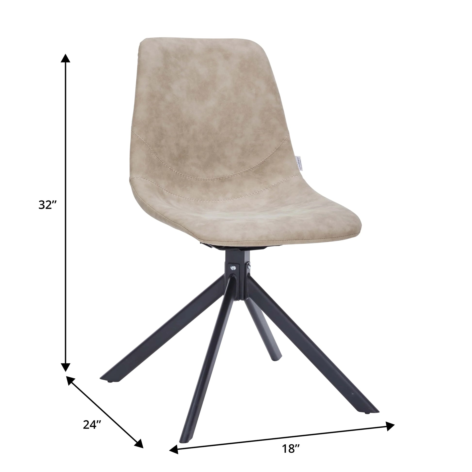 Markley Modern Leather Swival Dining Chair With Metal Legs - Elax Furniture