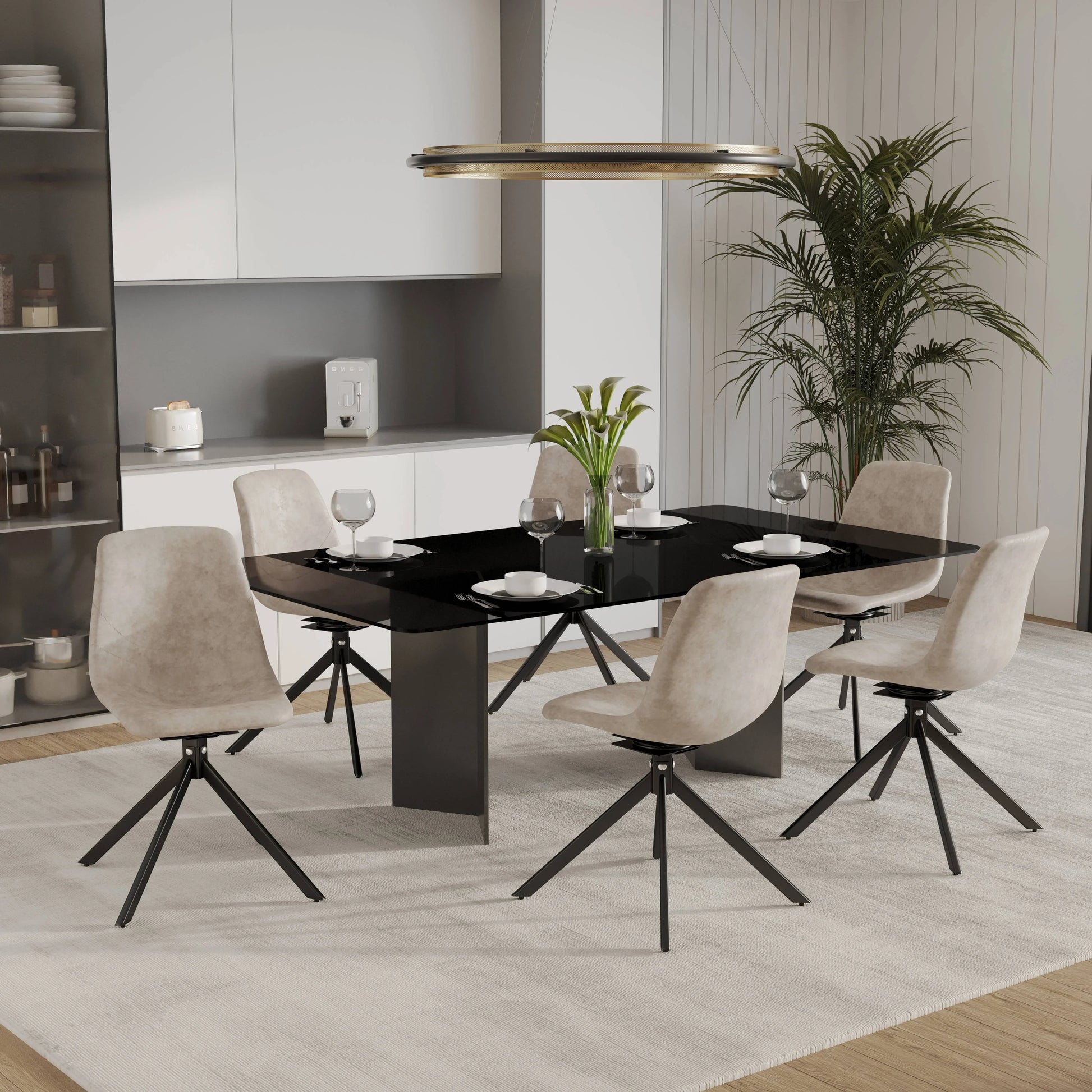 Markley Modern Leather Swival Dining Chair With Metal Legs - Elax Furniture