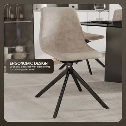 Markley Modern Leather Swival Dining Chair With Metal Legs - Elax Furniture