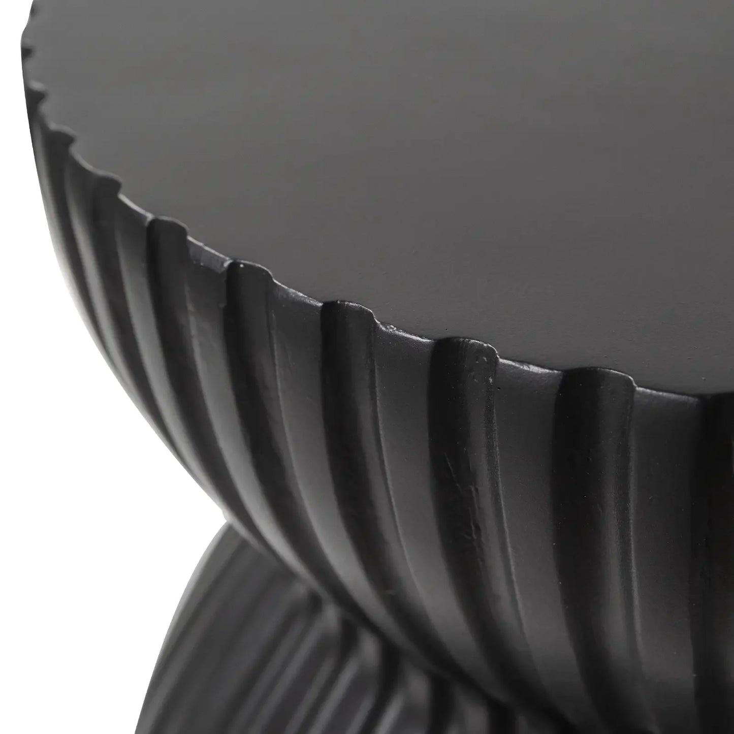 Mander Fiberstone Side Table with Ribbed Hourglass Design for Indoor and Outdoor - Elax Furniture