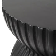 Mander Fiberstone Side Table with Ribbed Hourglass Design for Indoor and Outdoor - Elax Furniture
