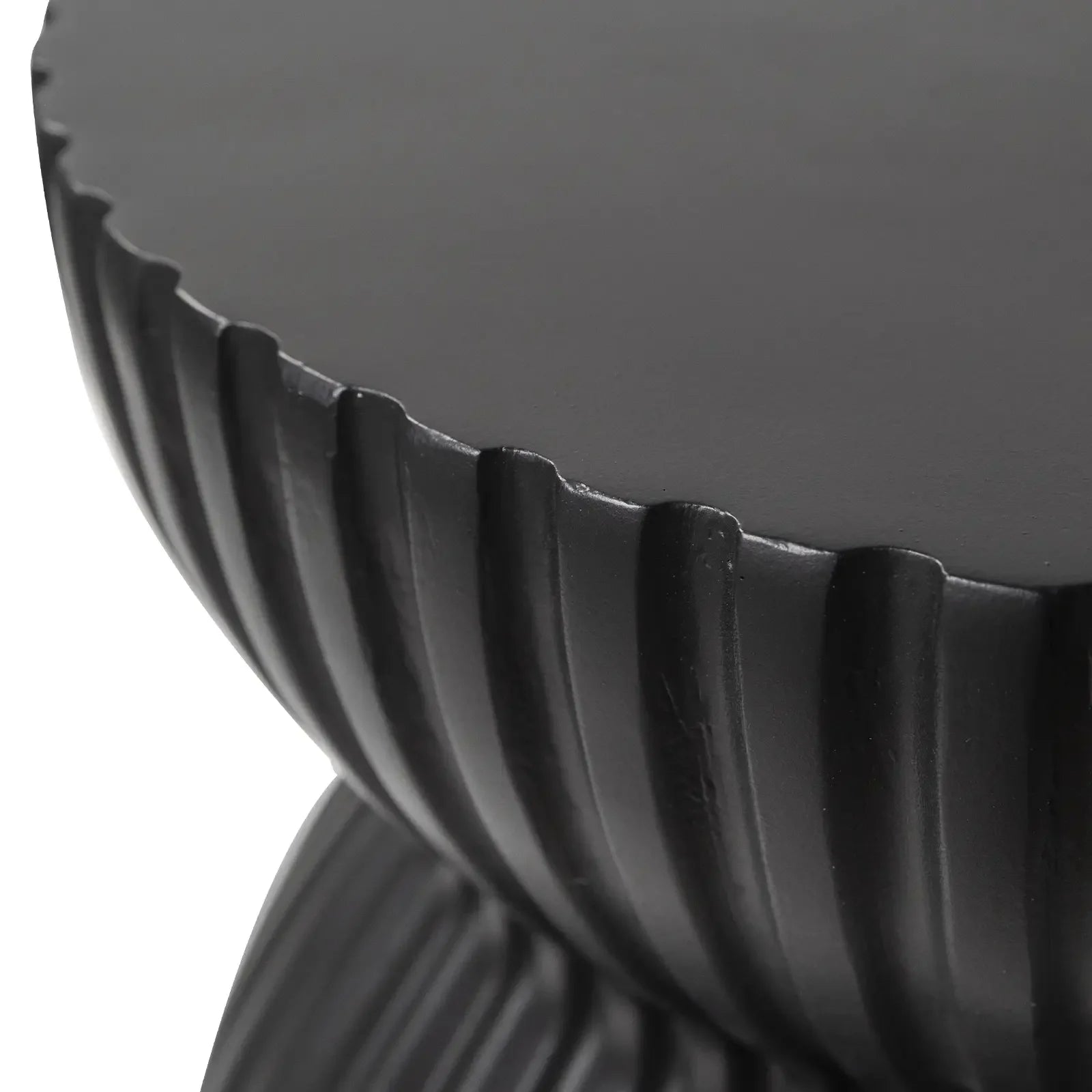 Mander Fiberstone Side Table with Ribbed Hourglass Design for Indoor and Outdoor - Elax Furniture