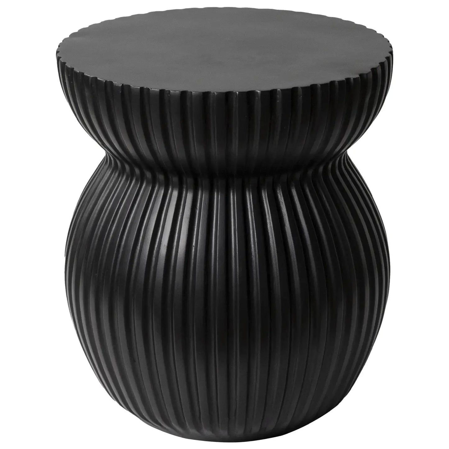 Mander Fiberstone Side Table with Ribbed Hourglass Design for Indoor and Outdoor - Elax Furniture