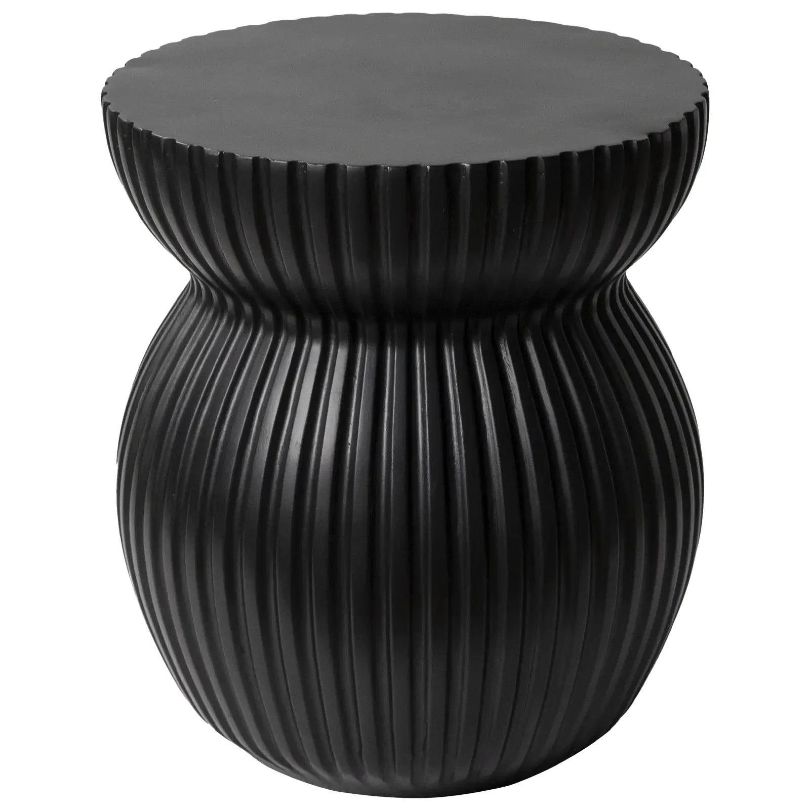 Mander Fiberstone Side Table with Ribbed Hourglass Design for Indoor and Outdoor - Elax Furniture