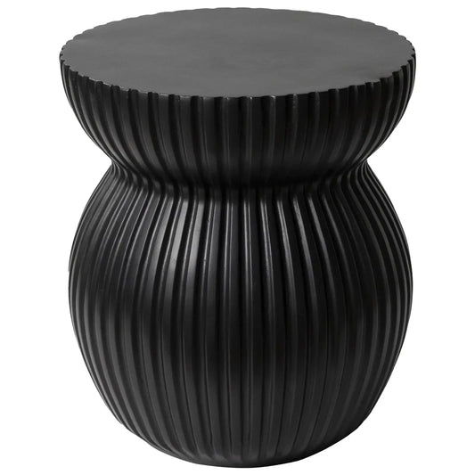 Mander Fiberstone Side Table with Ribbed Hourglass Design for Indoor and Outdoor - Elax Furniture