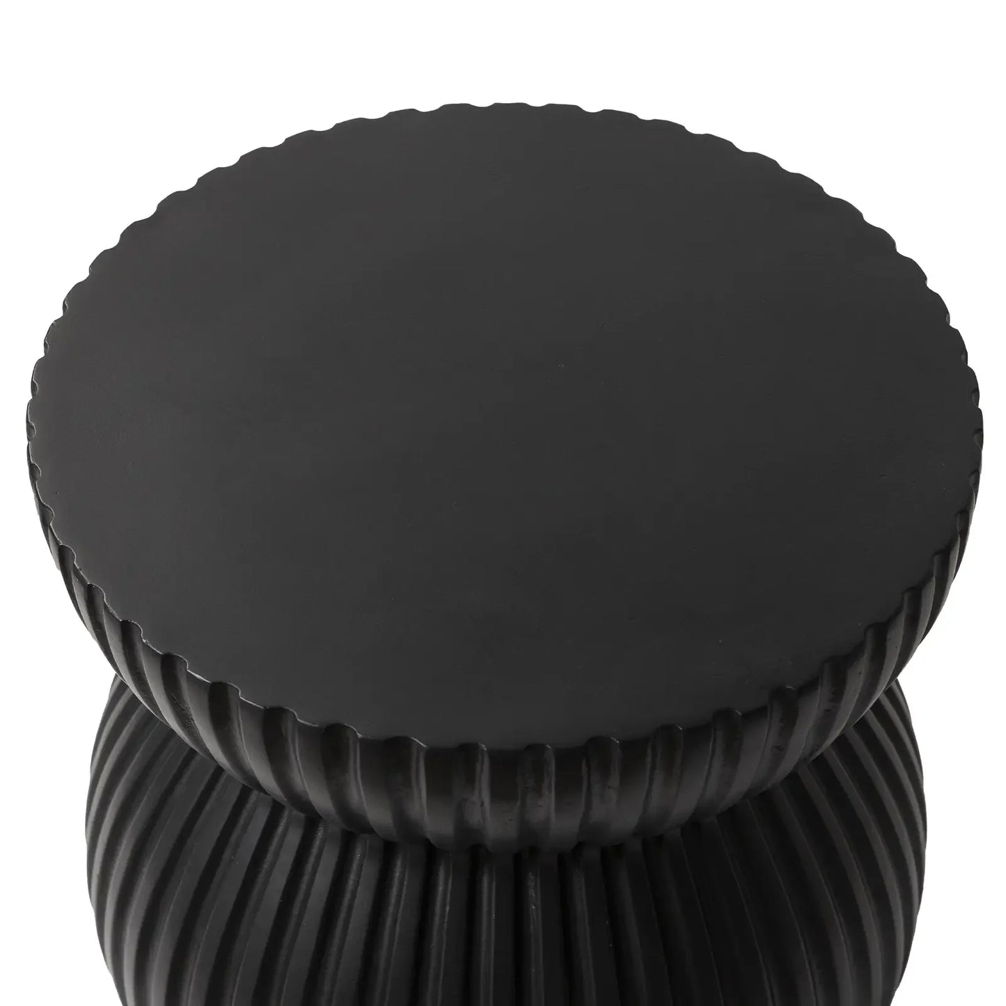 Mander Fiberstone Side Table with Ribbed Hourglass Design for Indoor and Outdoor - Elax Furniture