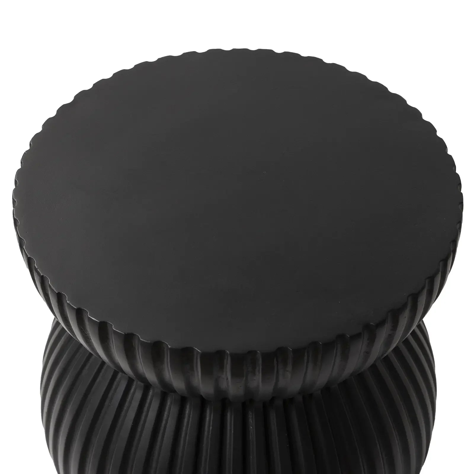 Mander Fiberstone Side Table with Ribbed Hourglass Design for Indoor and Outdoor - Elax Furniture