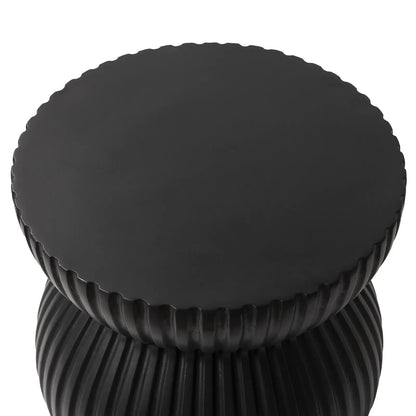 Mander Fiberstone Side Table with Ribbed Hourglass Design for Indoor and Outdoor - Elax Furniture