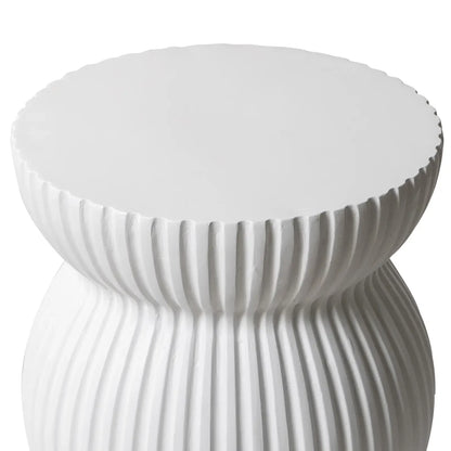 Mander Fiberstone Side Table with Ribbed Hourglass Design for Indoor and Outdoor - Elax Furniture
