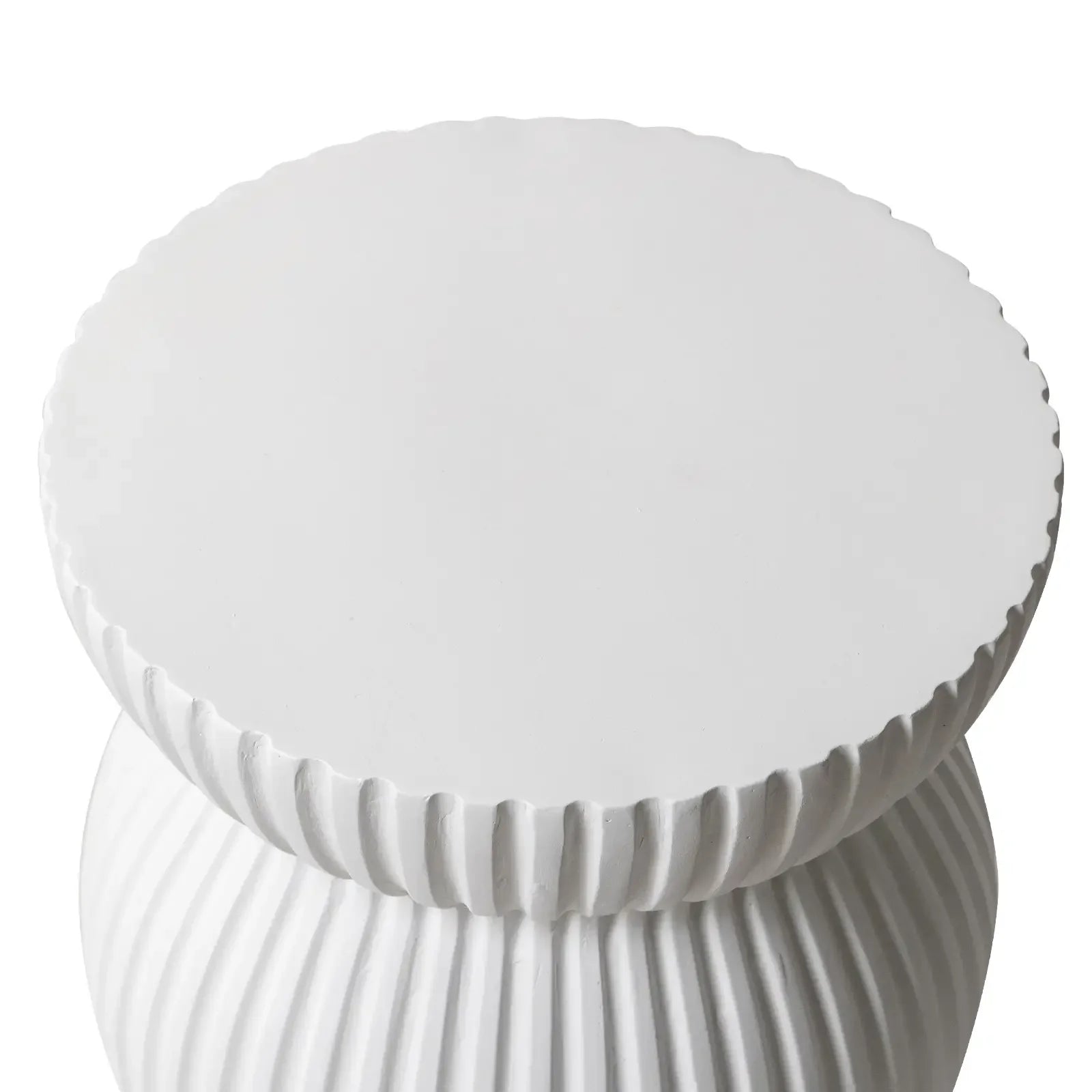 Mander Fiberstone Side Table with Ribbed Hourglass Design for Indoor and Outdoor - Elax Furniture