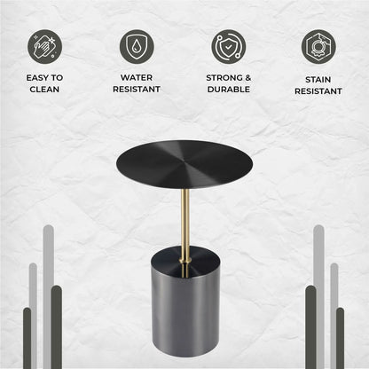 Malta Round Side Table Modern Accent End Table with Stainless Steel Pedestal Base - Elax Furniture