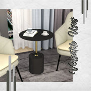 Malta Round Side Table Modern Accent End Table with Stainless Steel Pedestal Base - Elax Furniture
