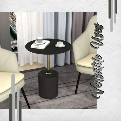 Malta Round Side Table Modern Accent End Table with Stainless Steel Pedestal Base - Elax Furniture