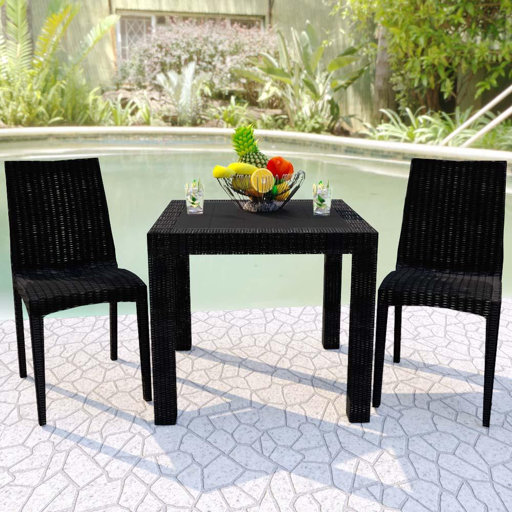 Mace Weave Design Square Dining Table in Polypropylene Plastic - Elax Furniture