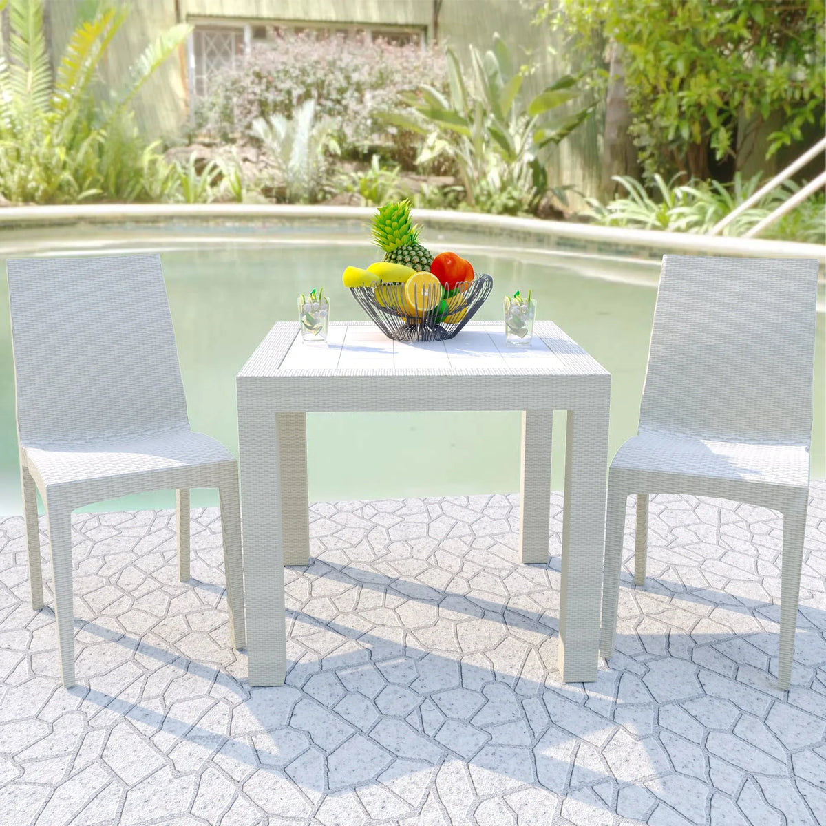 Mace Weave Design Square Dining Table in Polypropylene Plastic - Elax Furniture