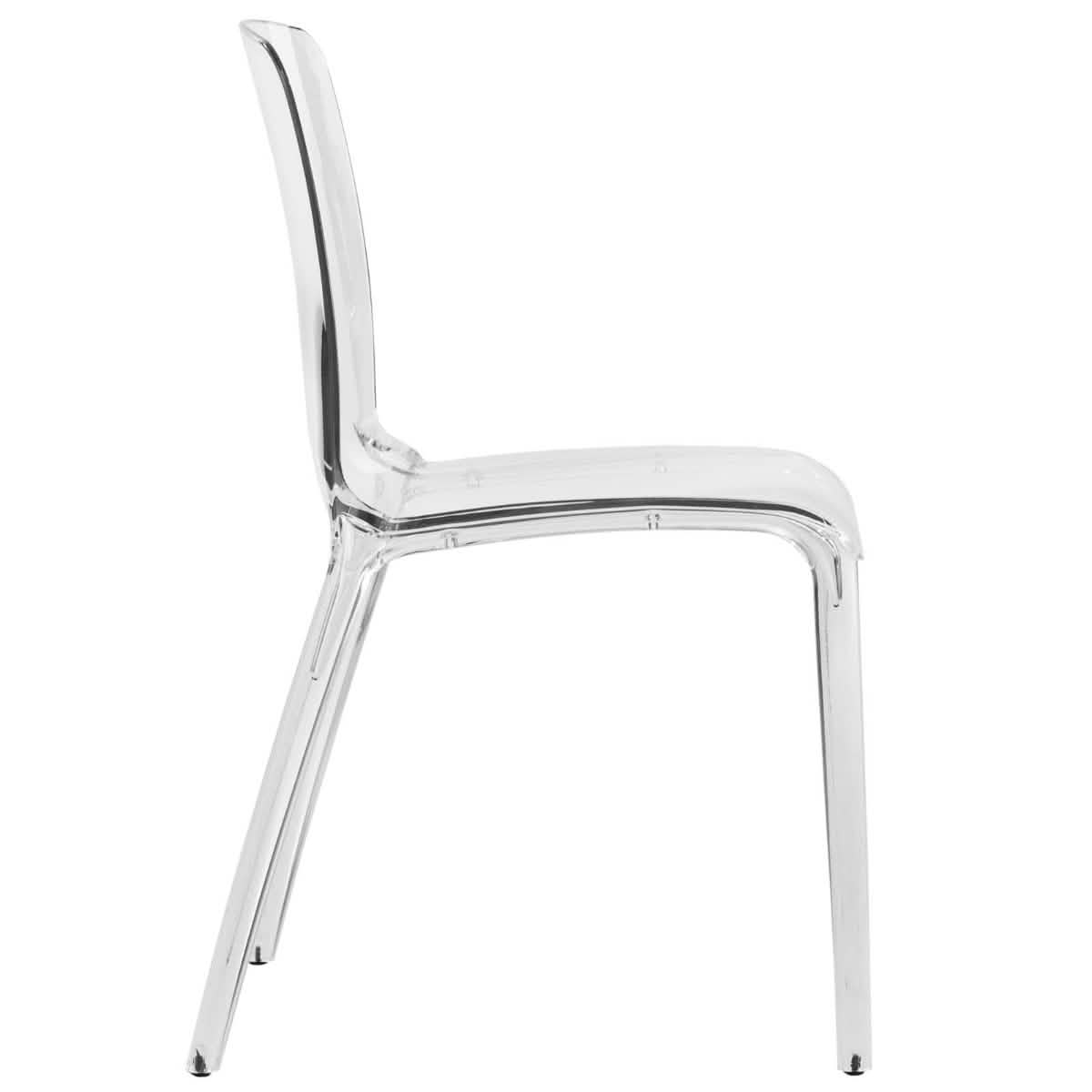 Murray Stackable Dining Side Chair in Plastic Clear Dining Chair Leisuremod