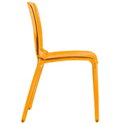Murray Stackable Dining Side Chair in Plastic Transparent Orange Dining Chair Leisuremod