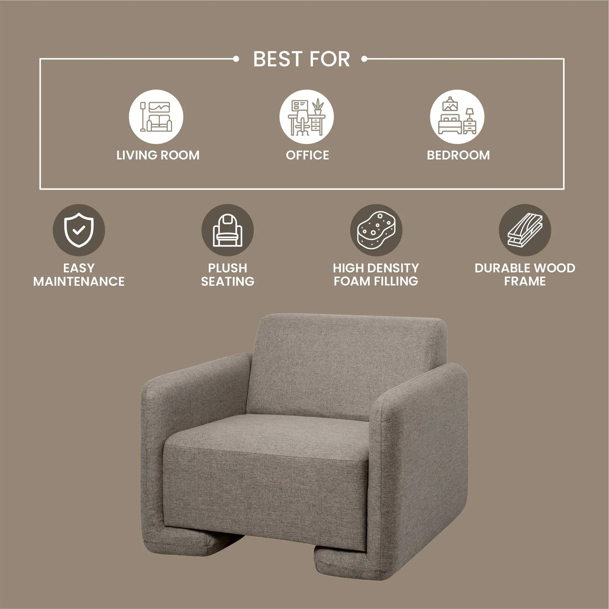 Nyta Accent Chair Upholstered in Linen/Boucle with Pine Wood Frame - Elax Furniture