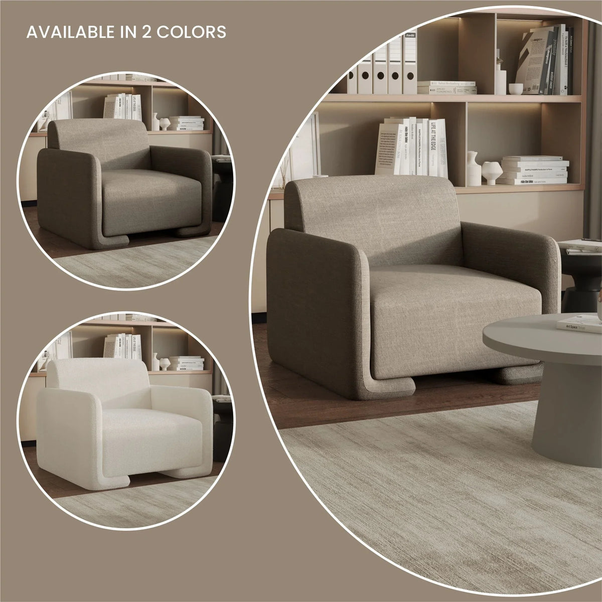 Nyta Accent Chair Upholstered in Linen/Boucle with Pine Wood Frame - Elax Furniture