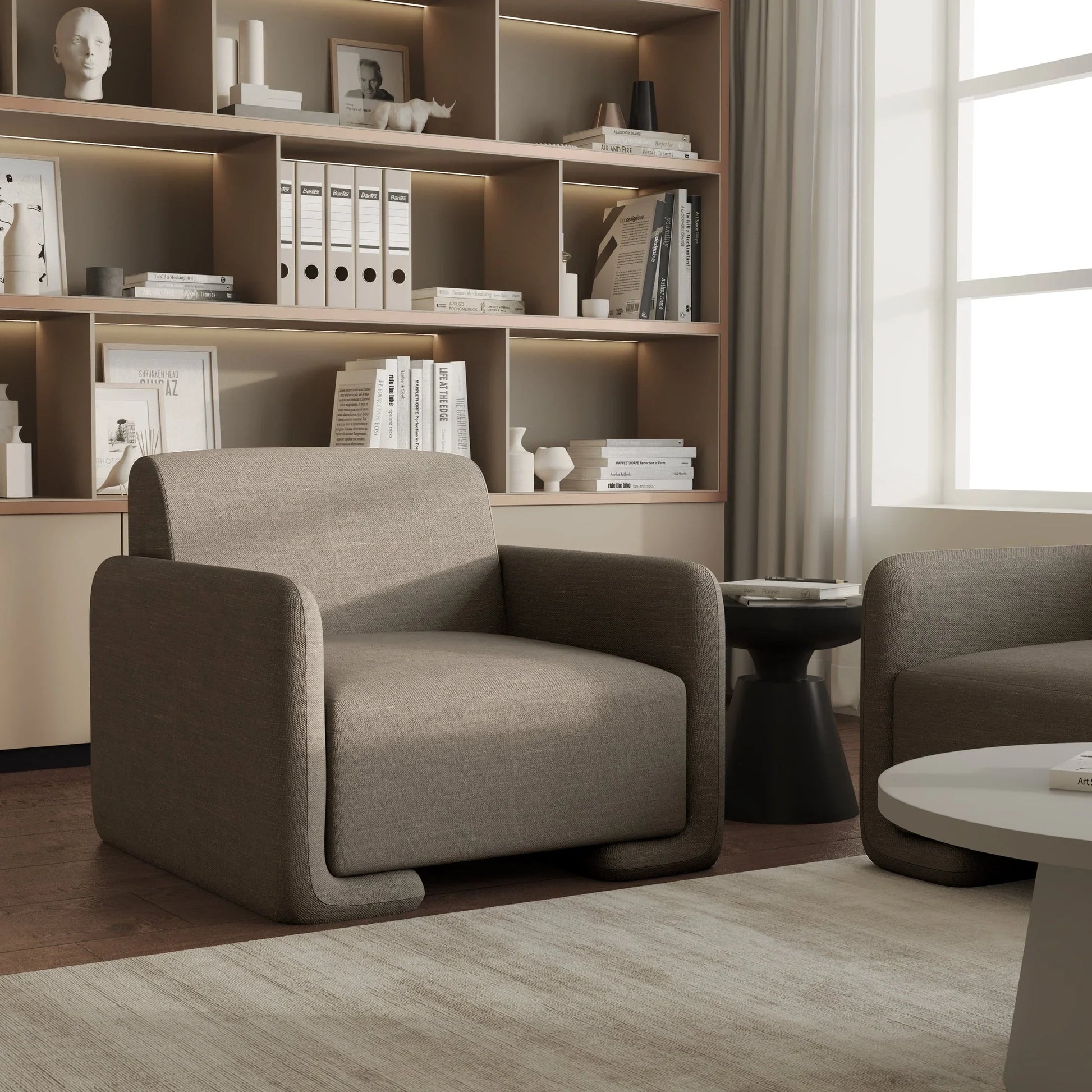 Nyta Accent Chair Upholstered in Linen/Boucle with Pine Wood Frame - Elax Furniture