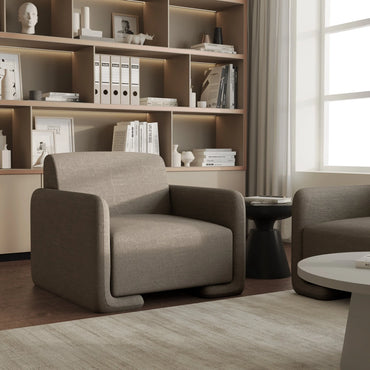 Nyta Accent Chair Upholstered in Linen/Boucle with Pine Wood Frame - Elax Furniture