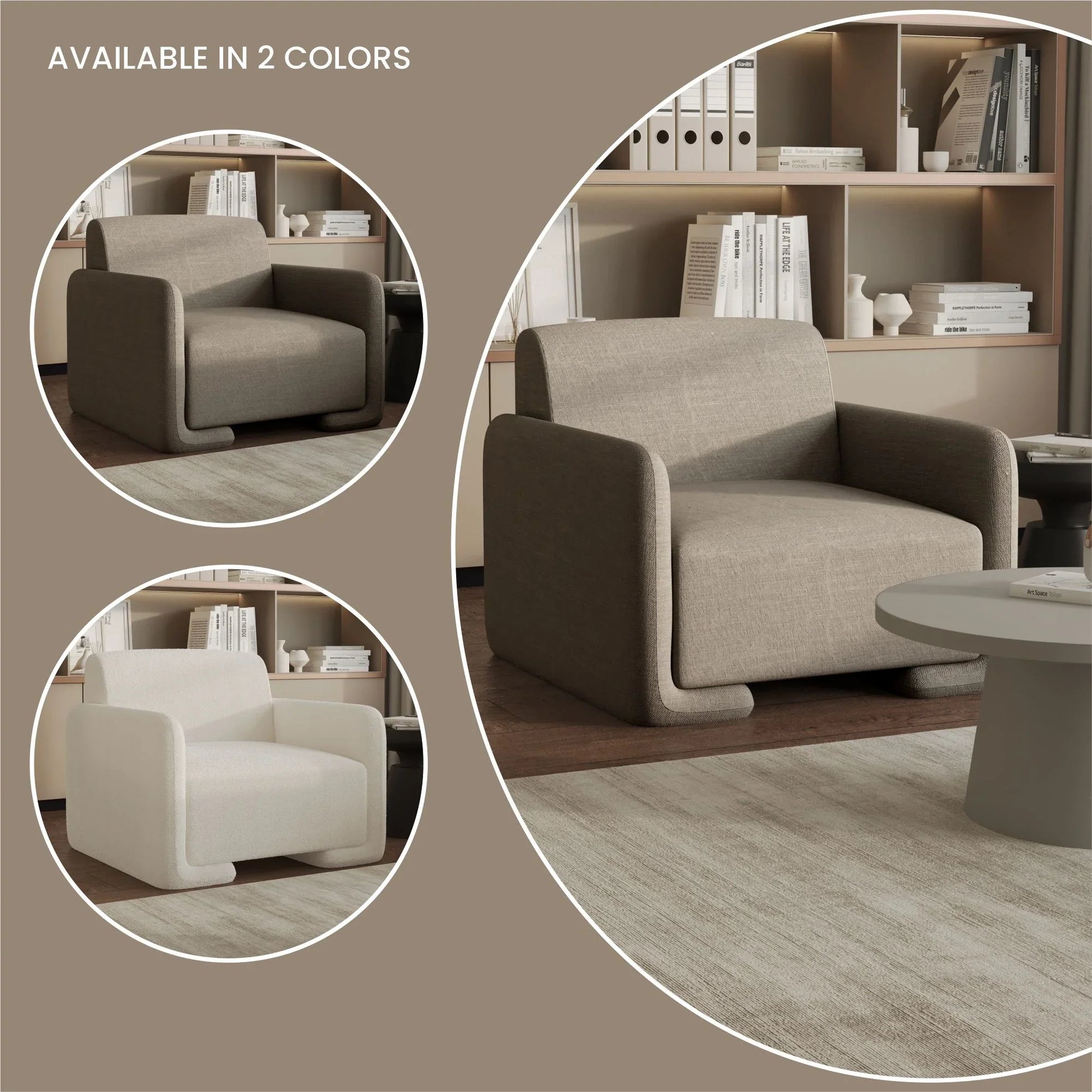 Nyta Accent Chair Upholstered in Linen/Boucle with Pine Wood Frame - Elax Furniture