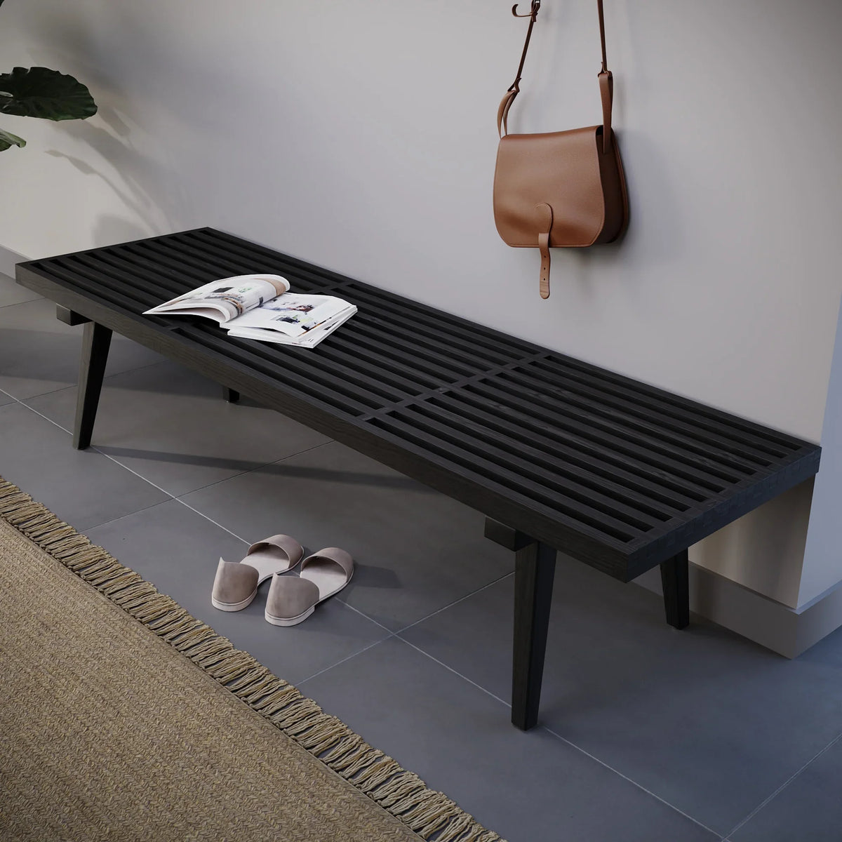Inwood 5 Feet Platform Bench with Rubberwood Frame and Beech Wood Legs - Elax Furniture