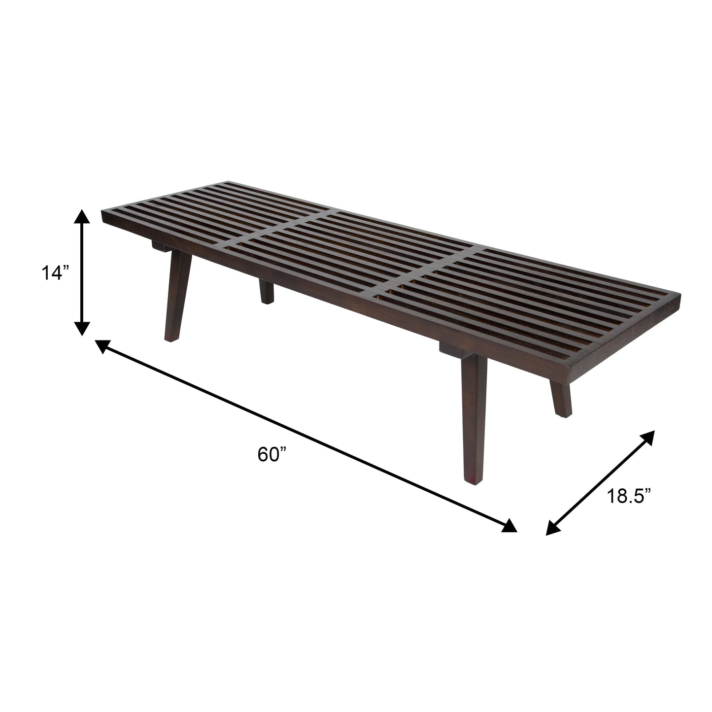 Inwood 5 Feet Platform Bench with Rubberwood Frame and Beech Wood Legs - Elax Furniture