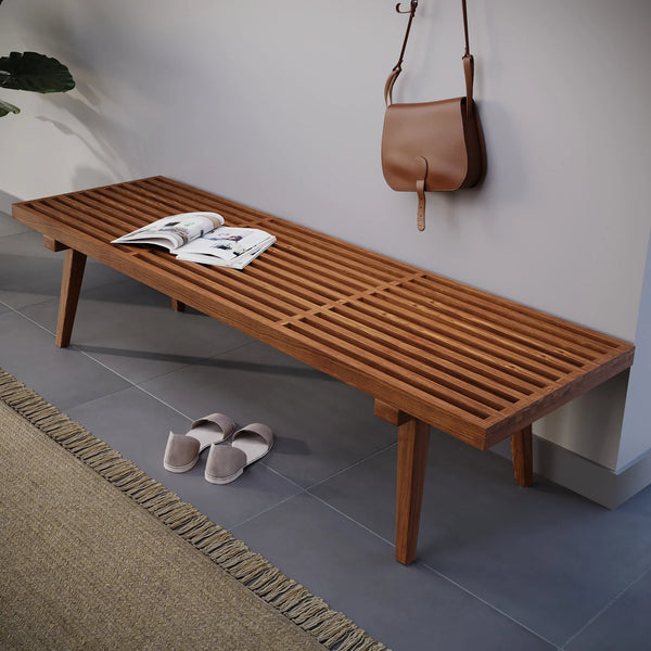 Inwood 5 Feet Platform Bench with Rubberwood Frame and Beech Wood Legs