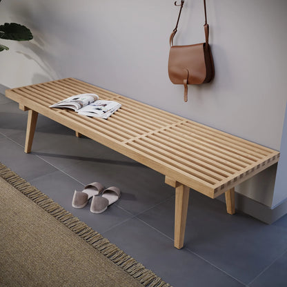 Inwood 5 Feet Platform Bench with Rubberwood Frame and Beech Wood Legs - Elax Furniture