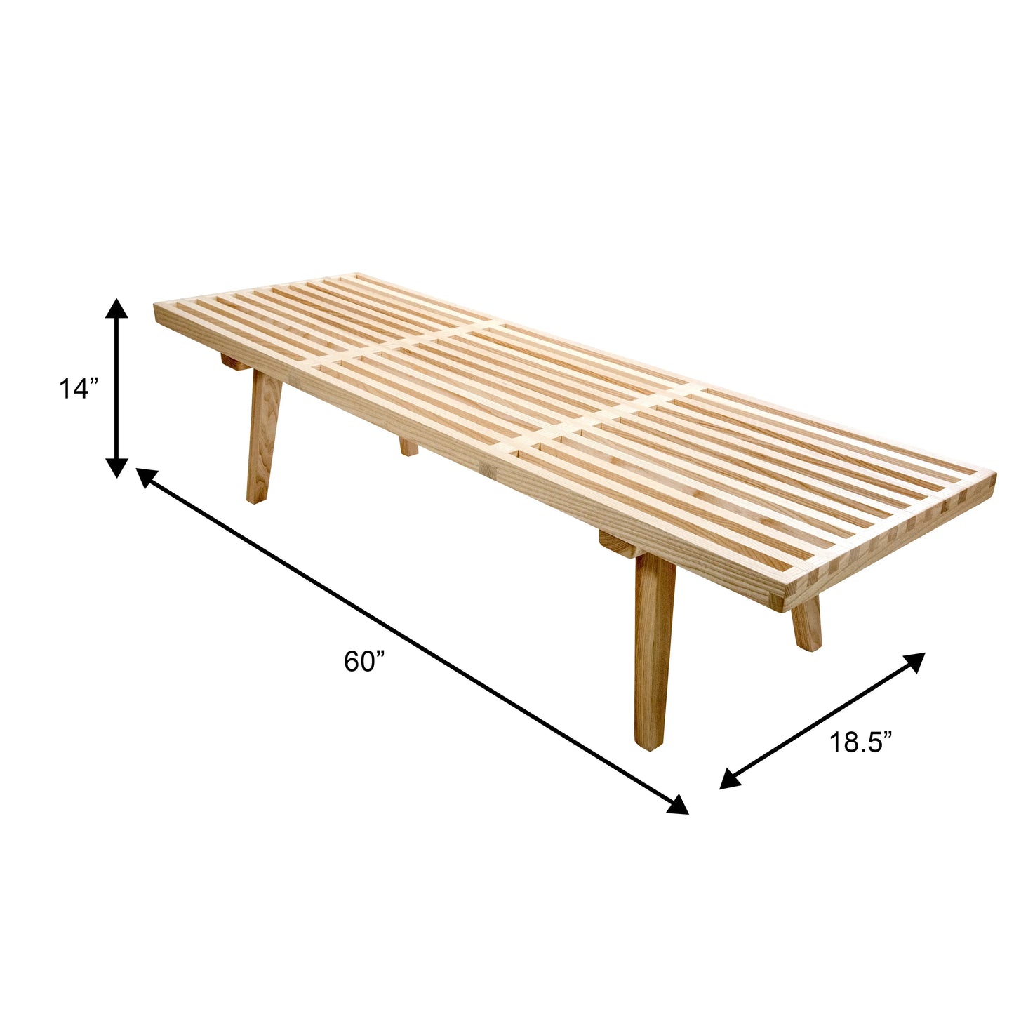 Inwood 5 Feet Platform Bench with Rubberwood Frame and Beech Wood Legs - Elax Furniture