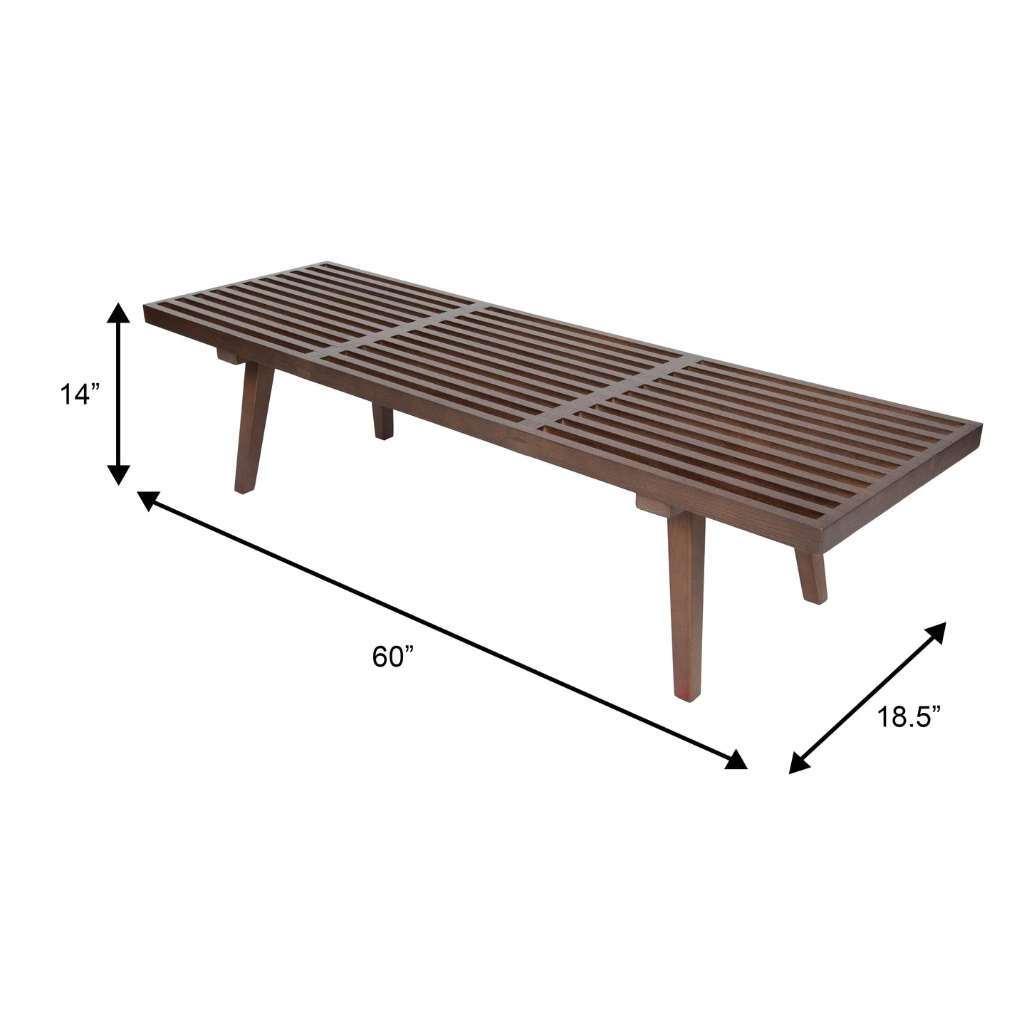 Inwood 5 Feet Platform Bench with Rubberwood Frame and Beech Wood Legs - Elax Furniture