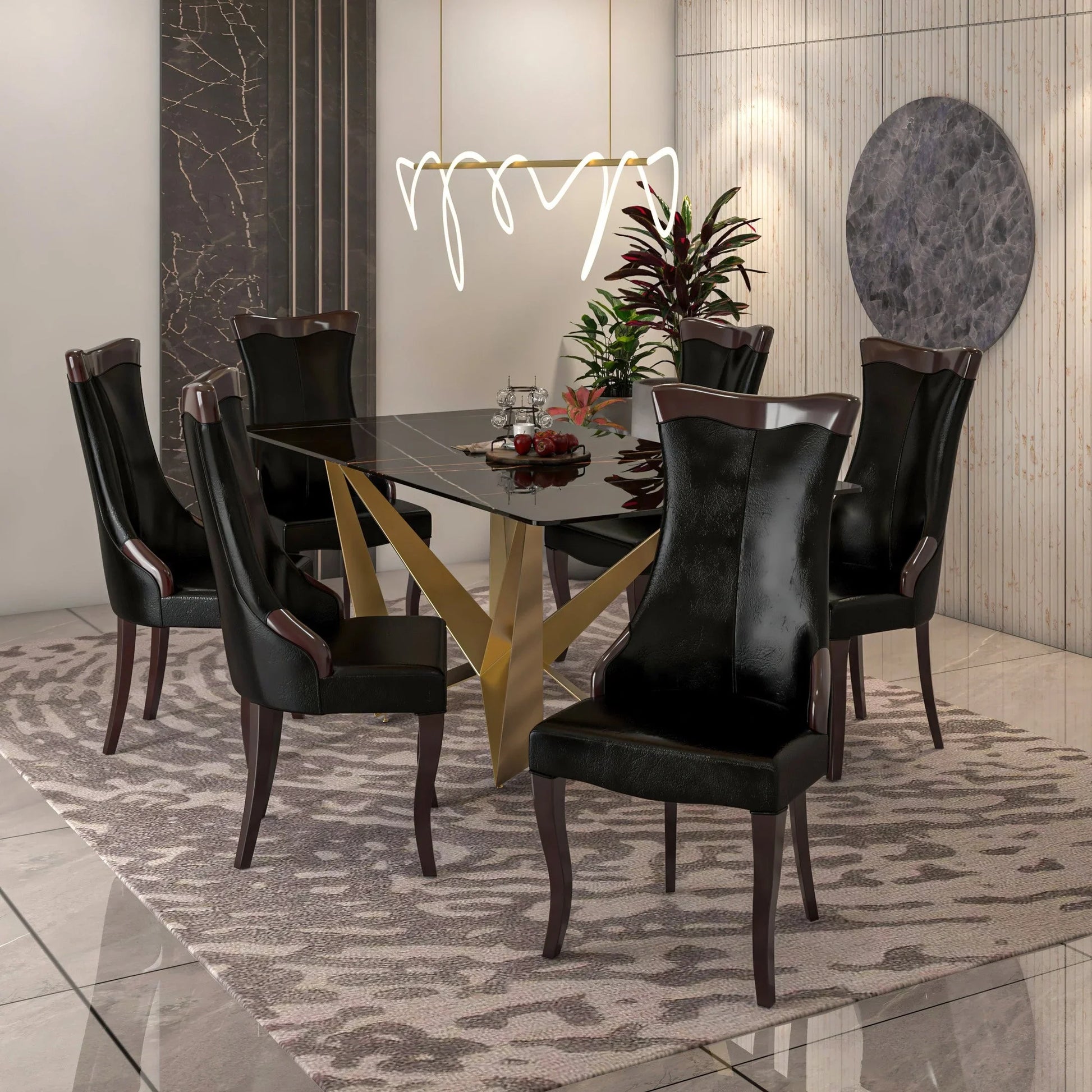 Novara Series Modern Dining Side Chair Upholstered in Leather/Velvet with Rubberwood Legs - Elax Furniture