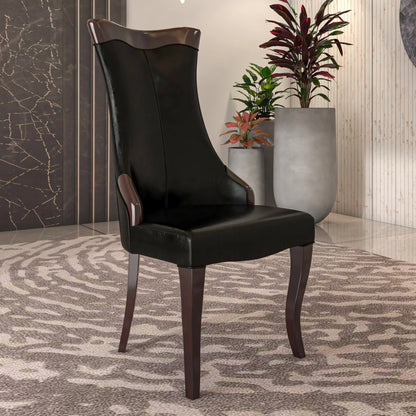 Novara Series Modern Dining Side Chair Upholstered in Leather/Velvet with Rubberwood Legs - Elax Furniture