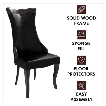 Novara Series Modern Dining Side Chair Upholstered in Leather/Velvet with Rubberwood Legs - Elax Furniture